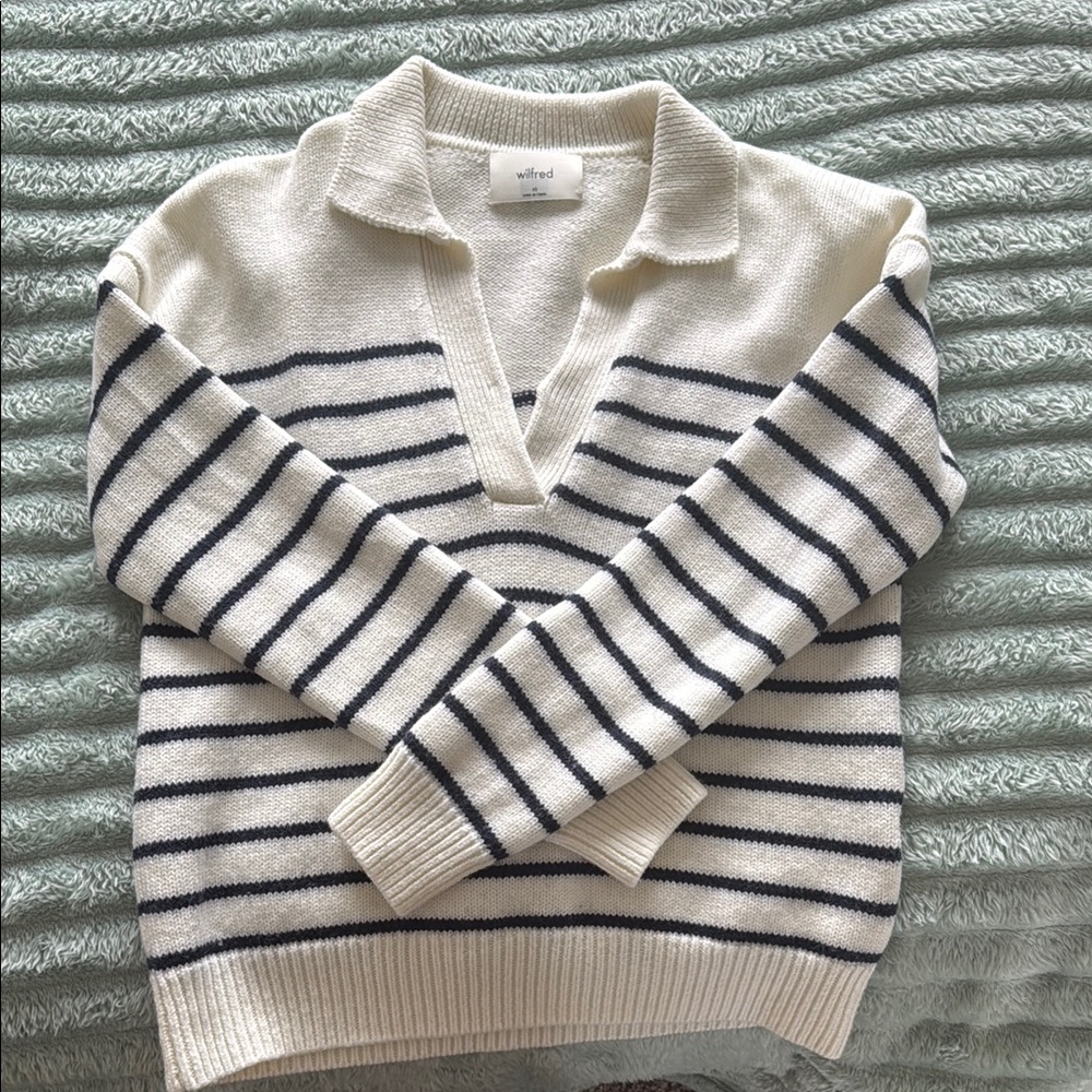 COPY - blue and white striped sweater